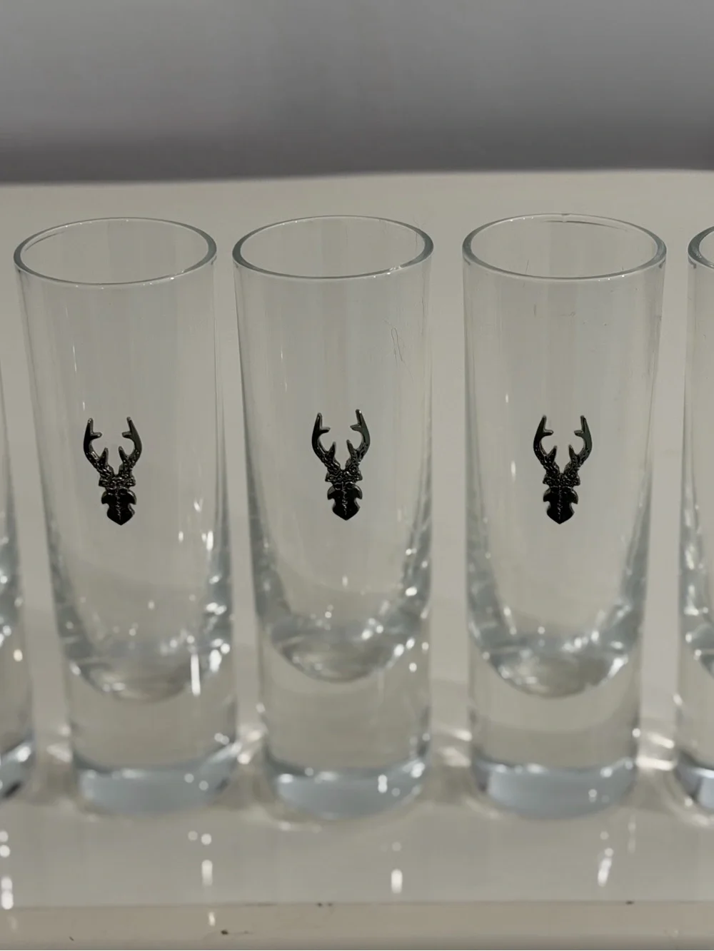 5 Deer Stag Antlers Head Skull Shot Glasses ~ Clear 2oz Unbranded Rustic Barware